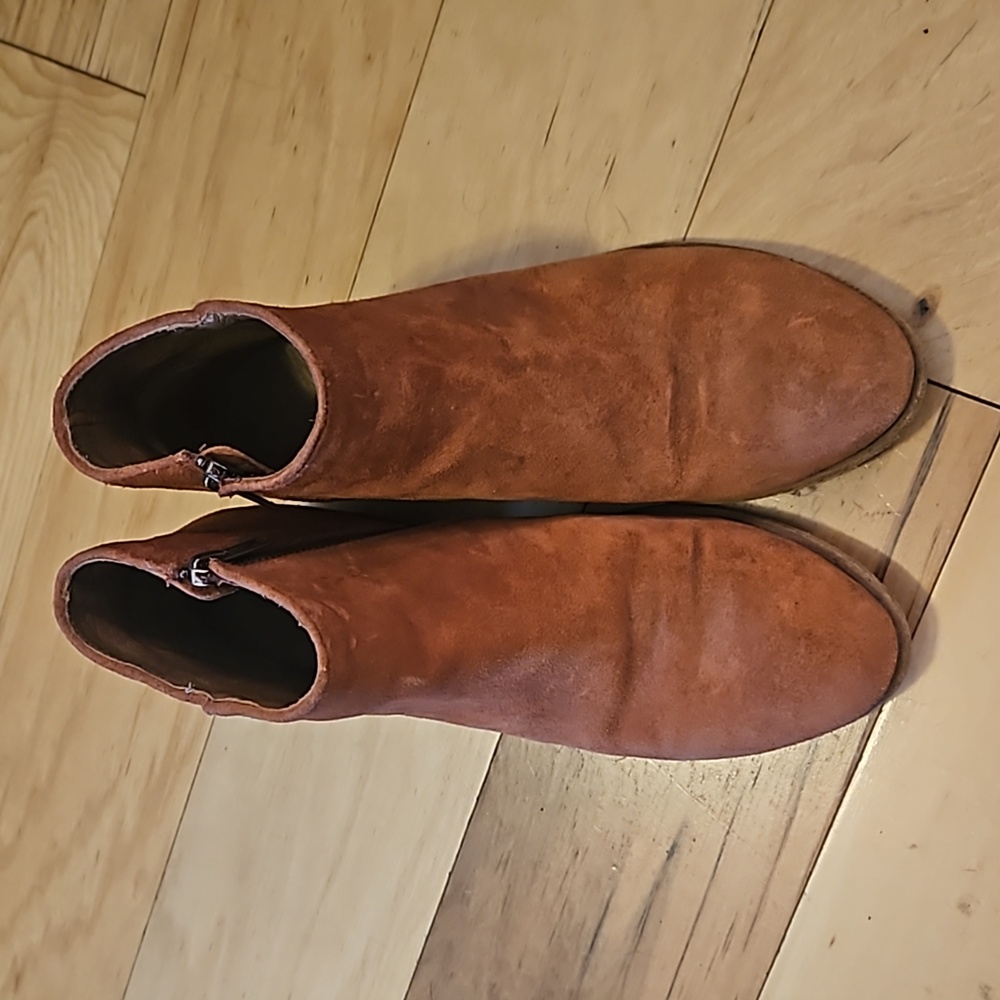 Frye Suede Booties in Reddish Brown